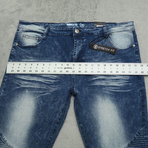 Mecca Moto Jeans Men's 40X32 Blue Stretch Fit Denim Zip Fly Acid Wash New NWT - Picture 12 of 13